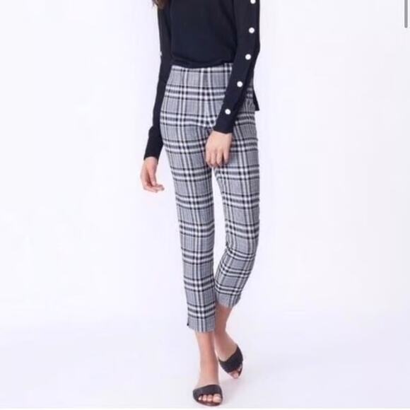 Veronica Beard Pants - Veronica Beard Honolulu Plaid Pants in Black White and Blue Size 0